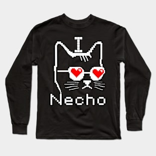 Necho Cat Love Pixel Art Long Sleeve T-Shirt